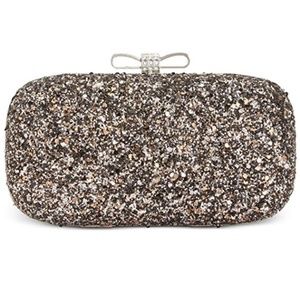 INC Evie Hard Case Glitter Clutch Chain Crossbody
